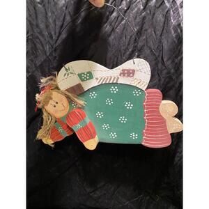 ANGEL Christmas Winter Decor Wood & Wire Wall Hanging